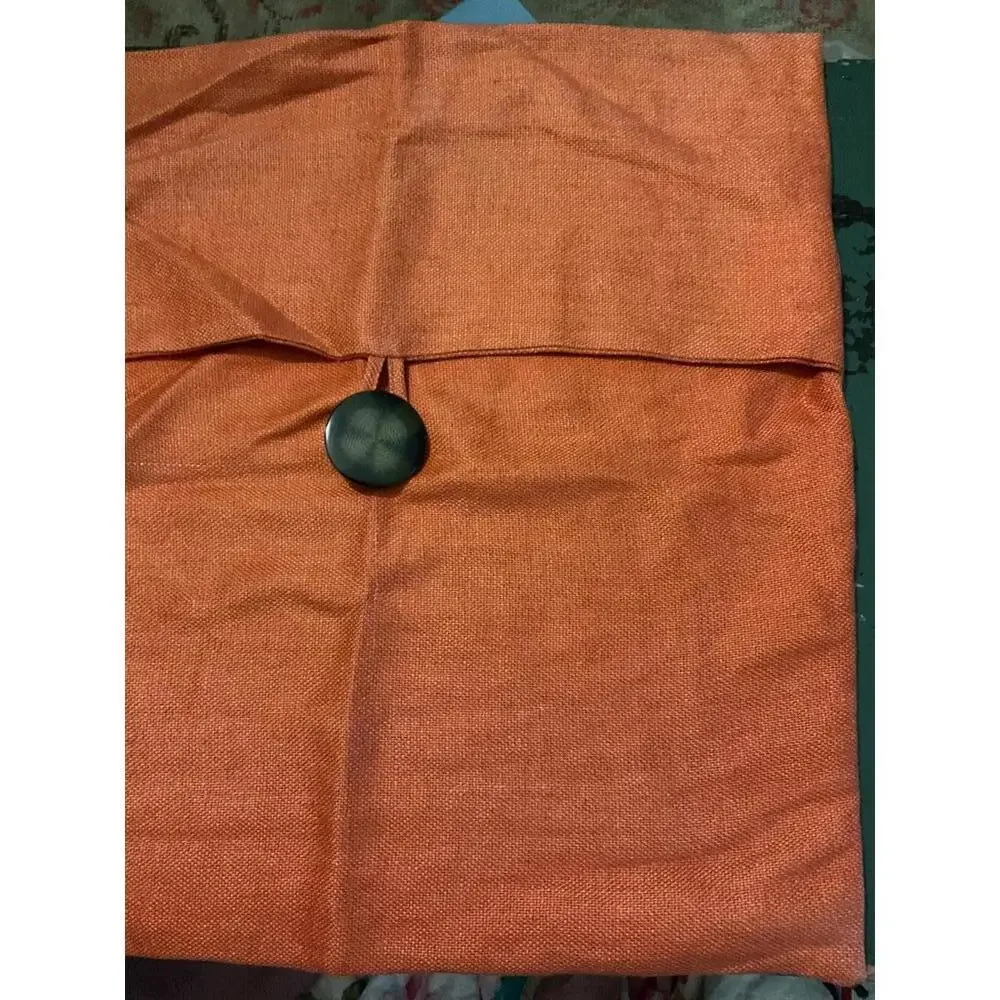Pottery Barn Orange Linen Pillow cover with Button Closure (1)